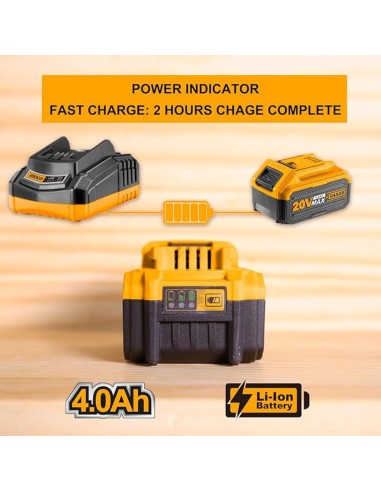 Batteria Ioni Litio 20V 4AH Indicatore LED Potenza Costante Strumenti elettrici