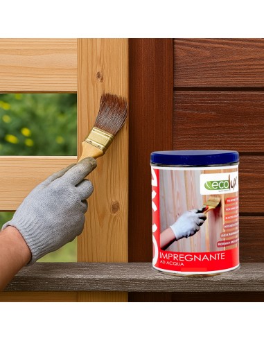 Impregnante Colore Mogano Soluzione Acrilica Fondo Protettivo Legno Ecolux
