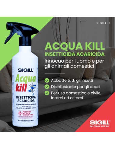 Insetticida Acaricida Acqua Kill Insetti Striscianti Volanti Acari 750ml 4 Pezzi