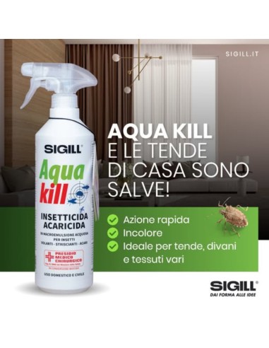 Insetticida Acaricida Acqua Kill Insetti Striscianti Volanti Acari 750ml 4 Pezzi