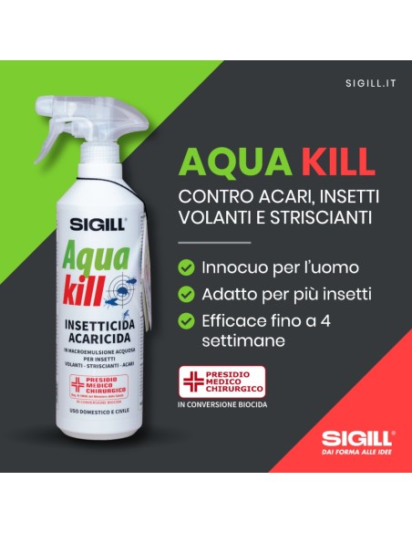 Insetticida Acaricida Acqua Kill Insetti Striscianti Volanti Acari 750ml 4 Pezzi