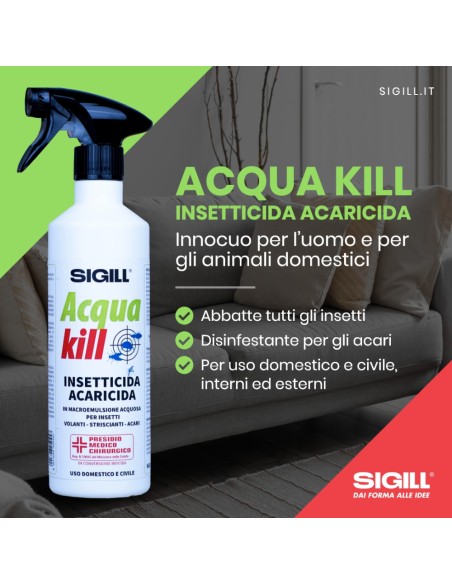 Insetticida Acaricida Acqua Kill Insetti Striscianti Volanti Acari 500ml 6 Pezzi