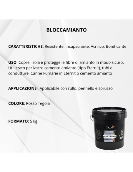 Bloccamianto Rosso Tegola Incapsulante Bonificante Elastomerico Per Amianto