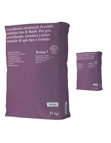 Gel Adesivo Strutturale Flessibile Bianco 25 Kg Incollaggio Confezione 2 Sacchi