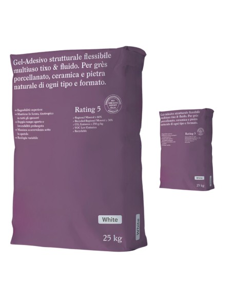 Gel Adesivo Strutturale Flessibile Bianco 25 Kg Incollaggio Confezione 2 Sacchi