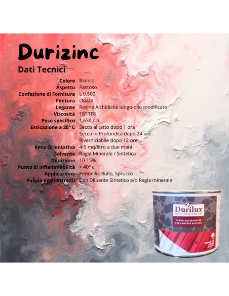 Durizinc Fondo Bianco Ancorante Antiruggine Per Lamiere Zincate Diluibile