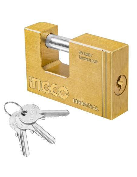 Lucchetto Rettangolare Ottone Massiccio Cilindro Acciaio 3 Chiavi Sicurezza
