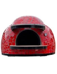 Forno Legna Artigianale Linea Unique Rivestimento Mosaico Rosso Alta Resistenza