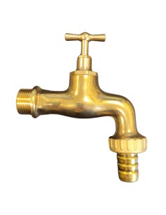 Rubinetto Portagomma Ottone Lucido 3/4 Pollice Erogazione Giardino Esterno