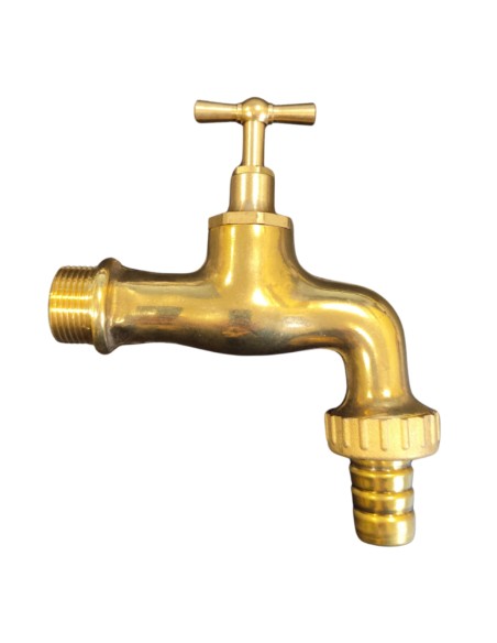 Rubinetto Portagomma Ottone Lucido 3/4 Pollice Erogazione Giardino Esterno