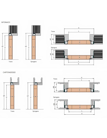 xReverx Ermetika Porta Battente Filo Muro Reversibile Serratura Magnetica