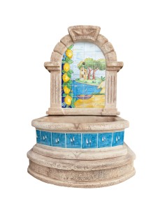 Fontana Spagnola Modello Vietri Maiolica H120xL80xP45 Cm Cemento Effetto Pietra