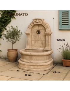 Fontana Spagnola Decorativa Modello Terra H120xL80xP45 Cemento Effetto Pietra 2