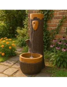 Fontana Finto Legno Grande H120 x L45 x P70 cm Esterni Cemento Effetto Naturale 2