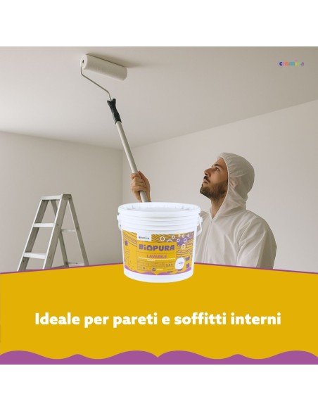 Superpittura Lavabile Traspirante Interni Alta Copertura Linea BIOPURA Cromika
