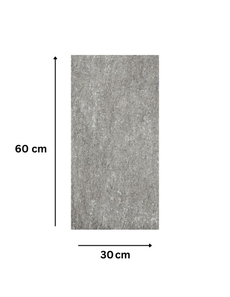 Piastrella Gres Porcellanato Rettificata Quarz Antracite R10 30x60 cm