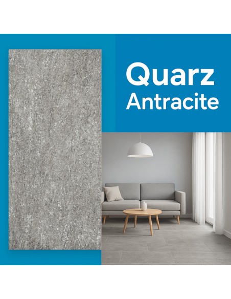Piastrella Gres Porcellanato Rettificata Quarz Antracite R10 30x60 cm