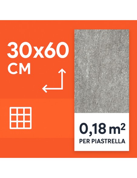 Piastrella Gres Porcellanato Rettificata Quarz Antracite R10 30x60 cm