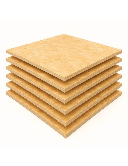 Set Pannelli OSB Fibra Legno Truciolato Sp. 9 mm Multistrato 125x125 cm 6 Pezzi