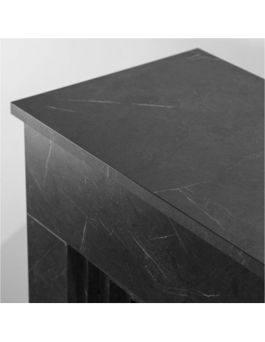 Camino A Bioetanolo Bellini Elegante Legno Effetto Marmo Nero Design Made In Italy