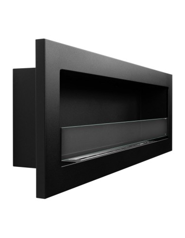 Camino A Bioetanolo Livorno 120 Da Incasso o A Parete Nero Bruciatore Acciaio Inox
