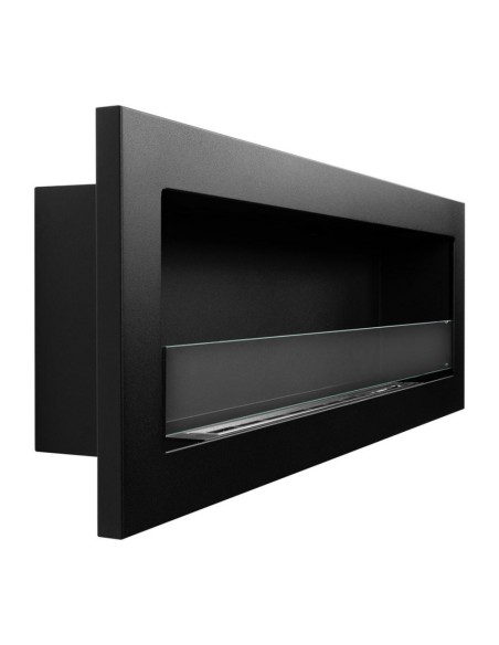 Camino A Bioetanolo Livorno 120 Da Incasso o A Parete Nero Bruciatore Acciaio Inox