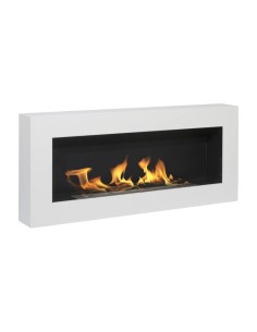 Camino Bioetanolo Siena Da Parete Bianco Design Elegante Bruciatore Acciaio Inox