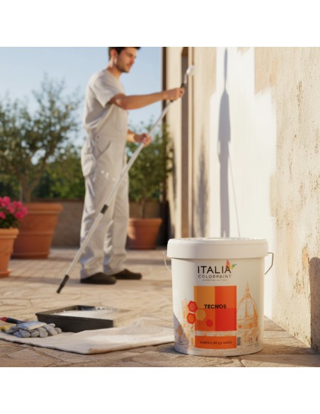 Tecnos Idropittura Bianca Con Farina di Quarzo Acrilica Idrorepellente, Esterni