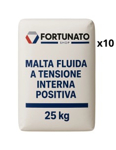 Malta Fluida Premiscelata Espansiva Ancoraggi Ripristino 10 Confezioni 25 Kg