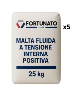 Malta Fluida Premiscelata Espansiva Ancoraggi Ripristino 5 Confezioni 25 Kg