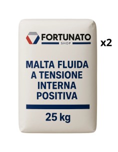 Malta Fluida Premiscelata Espansiva Ancoraggi Ripristino 2 Confezioni 25 Kg