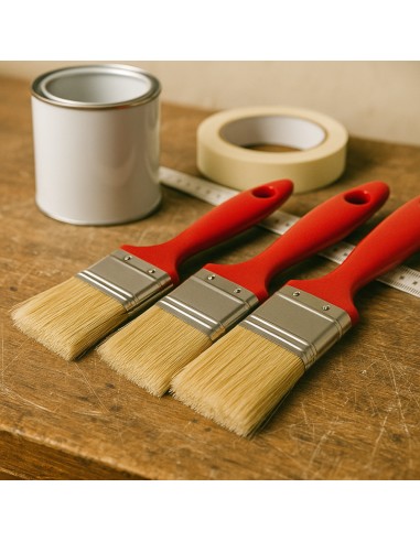 Kit Pennellessa 30mm 40mm 50mm Tripla Setola Bionda Manico Plastica  