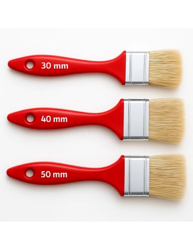 Kit Pennellessa 30mm 40mm 50mm Tripla Setola Bionda Manico Plastica  