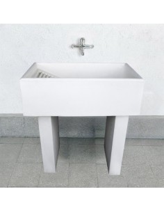 Pilozza Lavatoio Ostuni Bianco 84 x 50 x H.28 cm Con Piedi 10 x 40 x H 60 cm 2