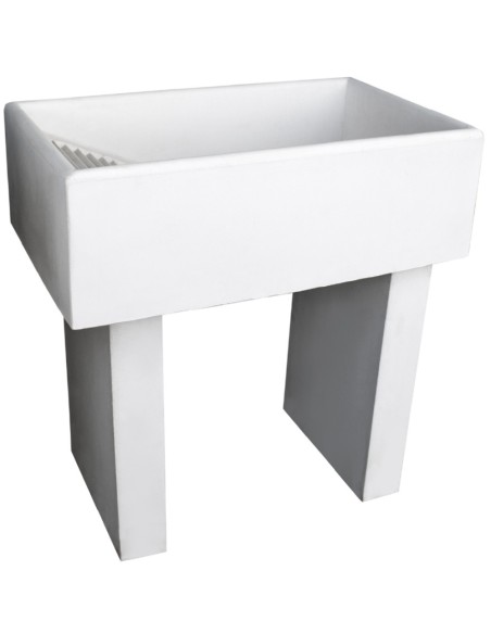 Pilozza Lavatoio Ostuni Bianco 84 x 50 x H.28 cm Con Piedi 10 x 40 x H 60 cm