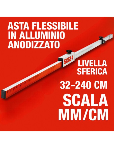 Asta Flessibile Alluminio Anodizzata Modello FL Livella Sferica Posizionamento