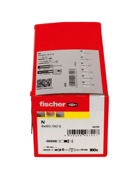Tassello Percussione N 6x80 50 S Nylon Vite Zincata PZ2 Testa Svasata 100 Pezzi 