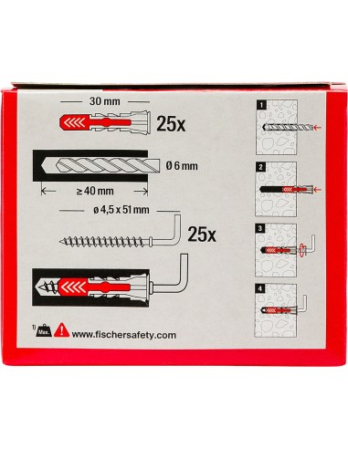 Tassello Universale Bi-Materiale Gancio Medio DuoPower 6/2 Fissaggi Sicuri 25 Pz