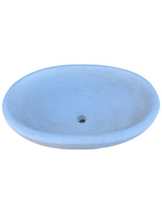 Pilozza Lavabo Ovale Cemento Calcestruzzo L.60xP.40xH.20 cm Bianca Serie Ostuni 2