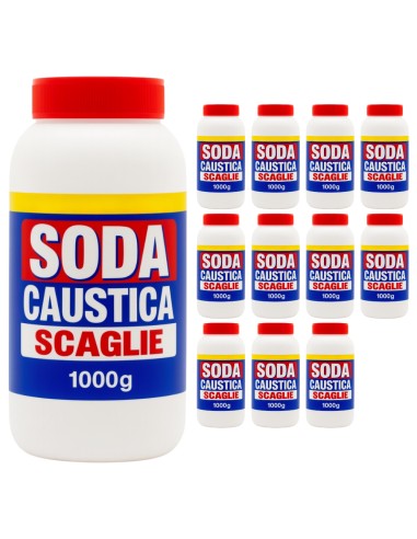 Detergente Soda Caustica A Scaglie 1 kg Idrossido Di Sodio 12 Pezzi