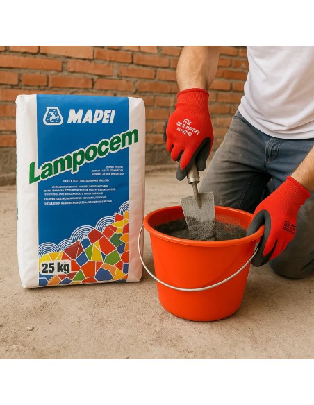 Kit Ancoraggi Rapidi Riparazioni Cemento Rapido 25 Kg Guanti XL Secchio D 36 cm