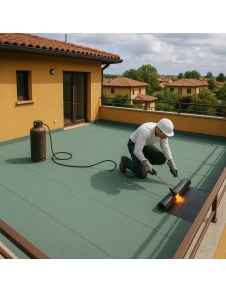 Guaina Ardesiata Verde CASASCIUTTA Impermeabilizzazione Terrazze 3 Rotoli 1x10 m