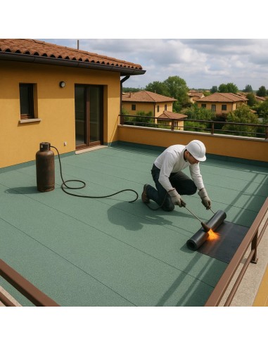 Guaina Ardesiata Verde CASASCIUTTA Impermeabilizzazione Terrazze 10 Rotoli 1x10 m