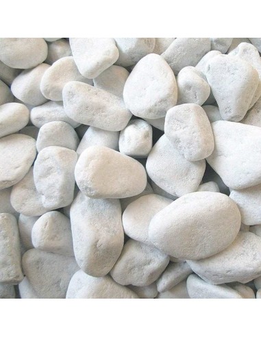 Ciottoli Bianco Granulometria 25/40 Pietre Naturali Decorazione Giardini kg 25
