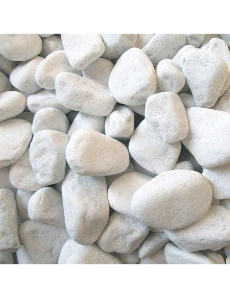 Ciottoli Bianco Granulometria 25/40 Pietre Naturali Decorazione Giardini kg 25