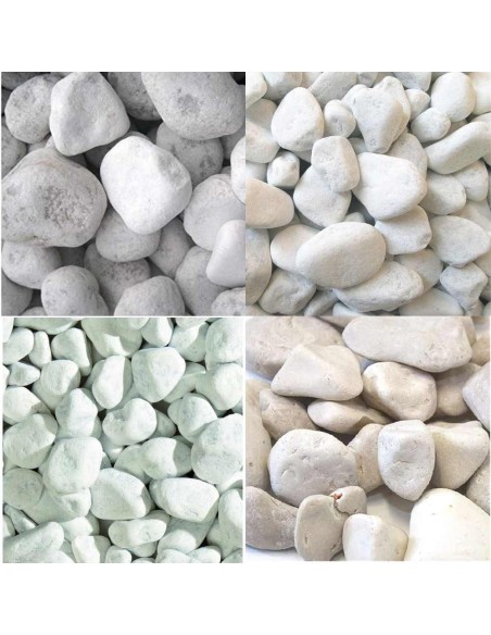 Ciottoli Bianco Granulometria 25/40 Pietre Naturali Decorazione Giardini kg 25
