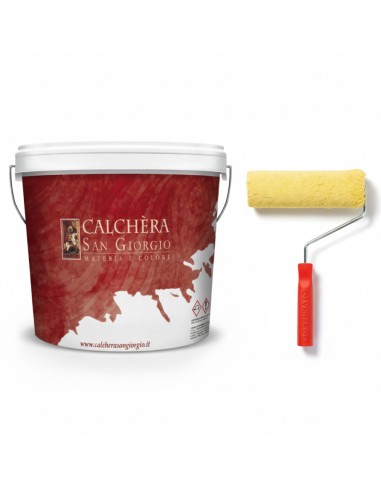 Kit Pittura Naturale Antibatterica E Rullo In Lana Giallo 25 cm