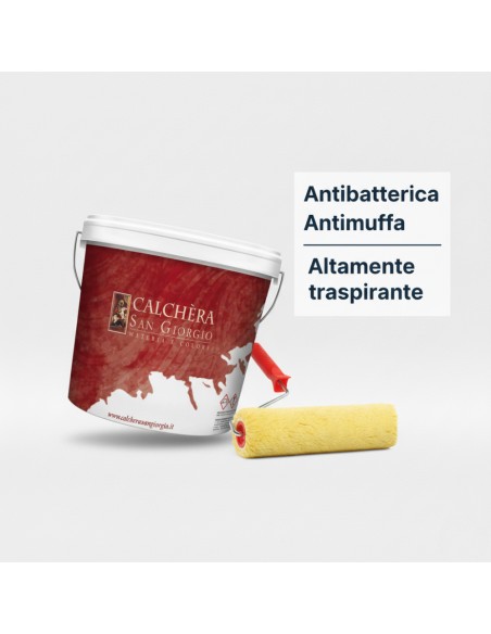 Kit Pittura Naturale Antibatterica E Rullo In Lana Giallo 25 cm