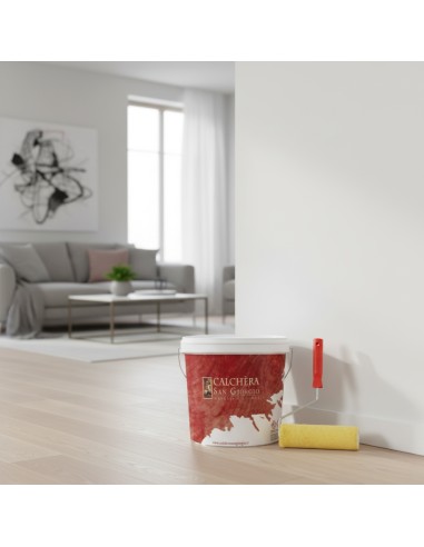 Kit Pittura Naturale Antibatterica E Rullo In Lana Giallo 25 cm