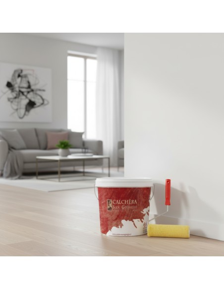 Kit Pittura Naturale Antibatterica E Rullo In Lana Giallo 25 cm